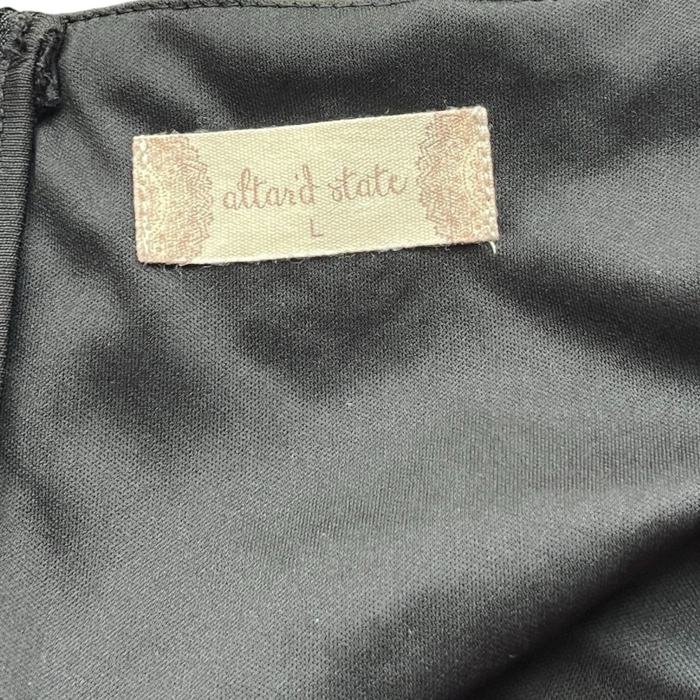 NWT Altar'd State Black Gold Embroidered Mini Dress L Fit & Flare Party - Picture 3 of 10
